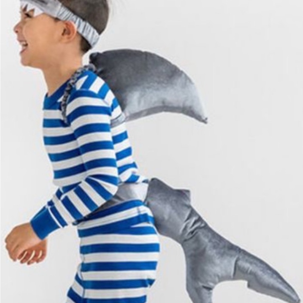 Hanna Andersson Striped Shark Costume in Blue and Gray